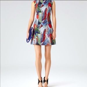 REISS Ottoline Jungle Feather Print dress